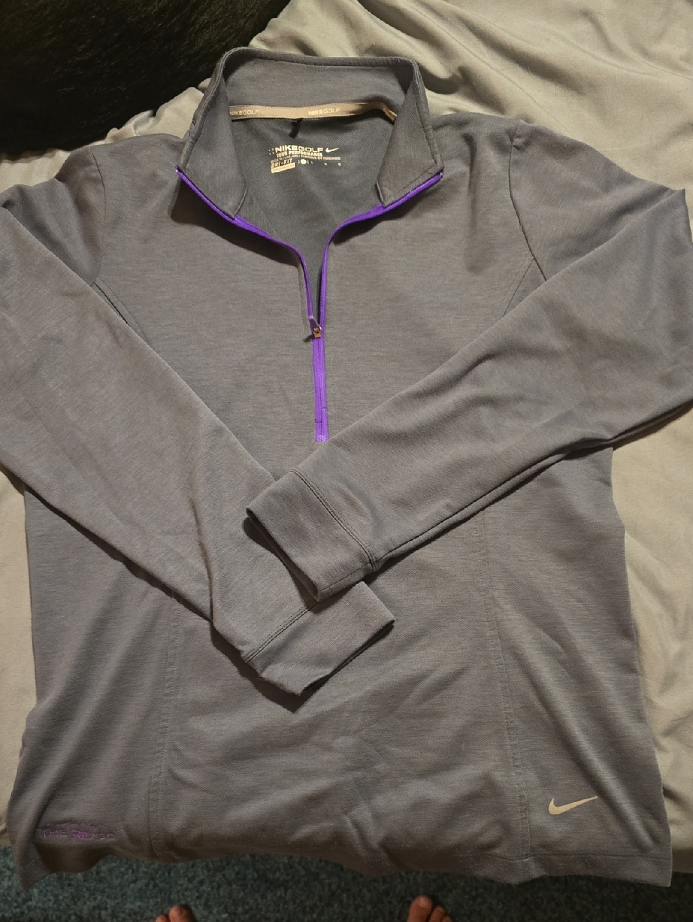 Nike Golf Gray and Purple Dri-FIT Performance Polo